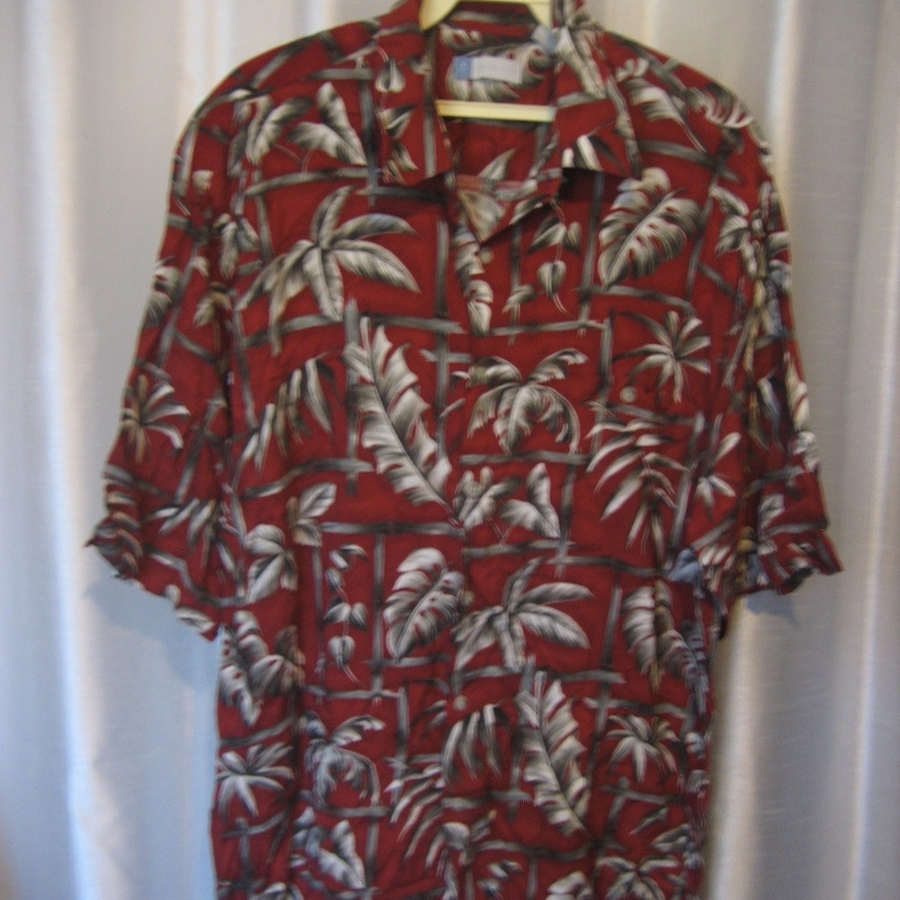 Half Moon Bay Men's Hawaiian Shirt Sz L 100% Rayon